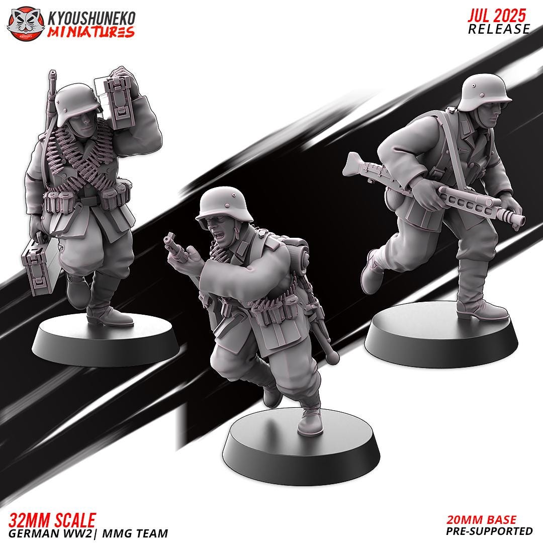 WWII German MMG Team (3 models) Various Scales Historical Wargaming (US tariffs are pre-paid by us)