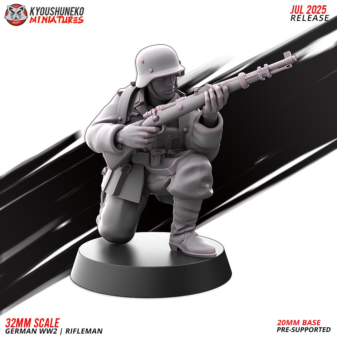 WWII German Infantry Riflemen Squad (10 models) Various Scales Historical Wargaming (US tariffs are pre-paid by us)