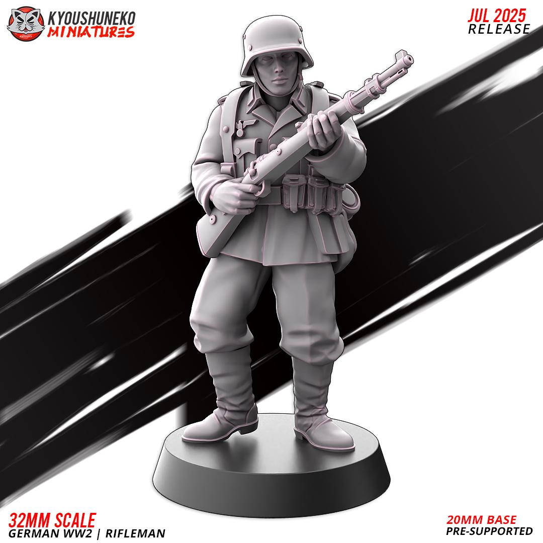 WWII German Infantry Riflemen Squad (10 models) Various Scales Historical Wargaming (US tariffs are pre-paid by us)