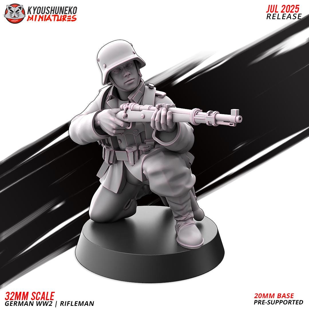 WWII German Infantry Riflemen Squad (10 models) Various Scales Historical Wargaming (US tariffs are pre-paid by us)