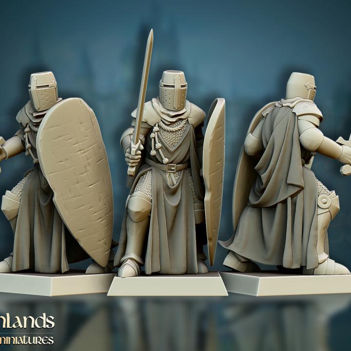 Gallia Crusaders with Command Group 10 models Highland Miniatures Various Scales (US tariffs are pre-paid by us)