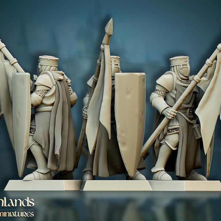 Gallia Crusaders with Command Group 10 models Highland Miniatures Various Scales (US tariffs are pre-paid by us)