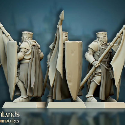 Gallia Crusaders with Command Group 10 models Highland Miniatures Various Scales (US tariffs are pre-paid by us)