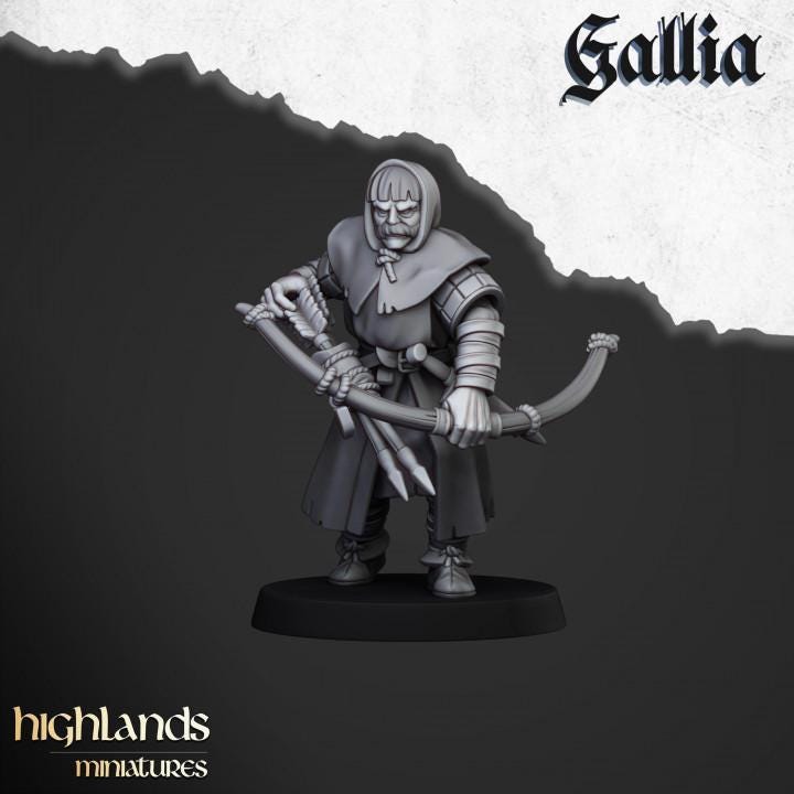 Gallia Archers with Command Group 10 models Highland Miniatures Various Scales (US tariffs are pre-paid by us)