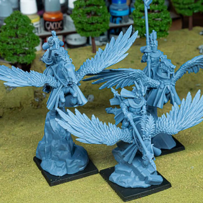 Gallia Knights on Pegasus with Scenic Bases 3 Mounted models Highland Miniatures Various Scales (US tariffs are pre-paid by us)