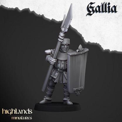 Gallia Men at Arms with Command Group 10 models Highland Miniatures Various Scales (US tariffs are pre-paid by us)