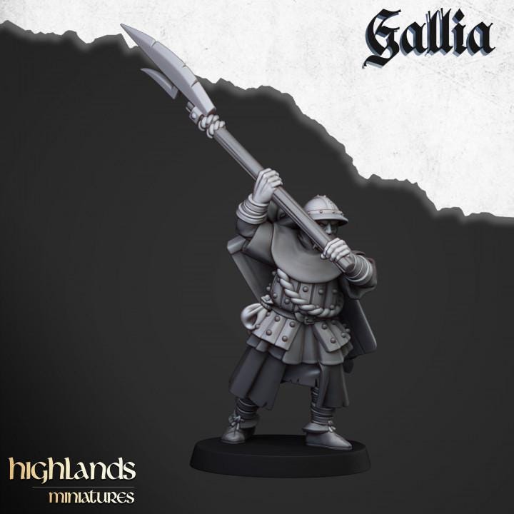 Gallia Men at Arms with Command Group 10 models Highland Miniatures Various Scales (US tariffs are pre-paid by us)