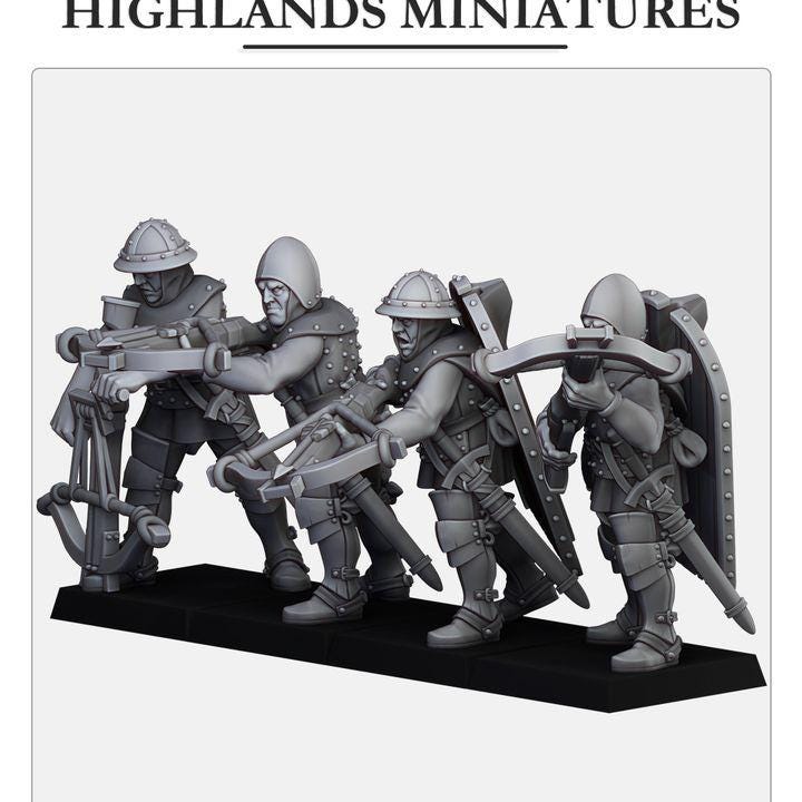 Gallia Shooters Crossbowmen with Command Group 10 models Highland Miniatures Various Scales (US tariffs are pre-paid by us)