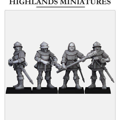 Gallia Handgunners Crossbowmen with Command Group 10 models Highland Miniatures Various Scales (US tariffs are pre-paid by us)