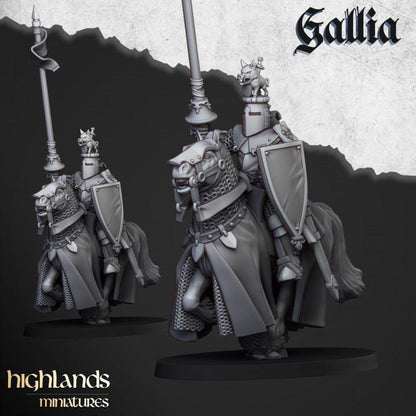 Knights of Gallia with Command Group 10 models Highland Miniatures Cavalry Various Scales (US tariffs are pre-paid by us)