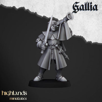 Knights of Gallia on Foot with Command Group 10 models Highland Miniatures Various Scales (US tariffs are pre-paid by us)
