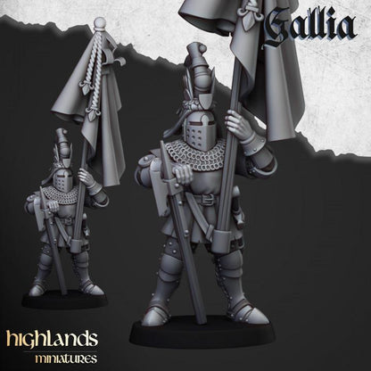 Knights of Gallia on Foot with Command Group 10 models Highland Miniatures Various Scales (US tariffs are pre-paid by us)