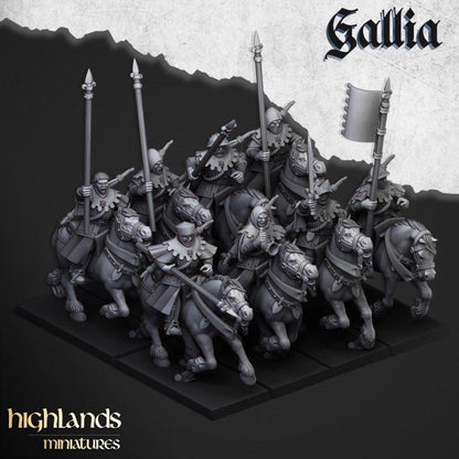 Mounted Men at Arms with Command Group 10 models Highland Miniatures Gallia Cavalry Various Scales (US tariffs are pre-paid by us)