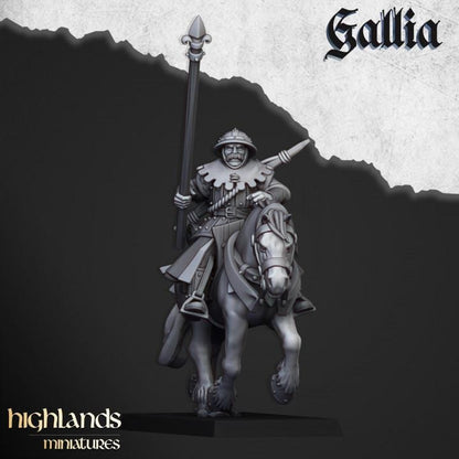 Mounted Men at Arms with Command Group 10 models Highland Miniatures Gallia Cavalry Various Scales (US tariffs are pre-paid by us)