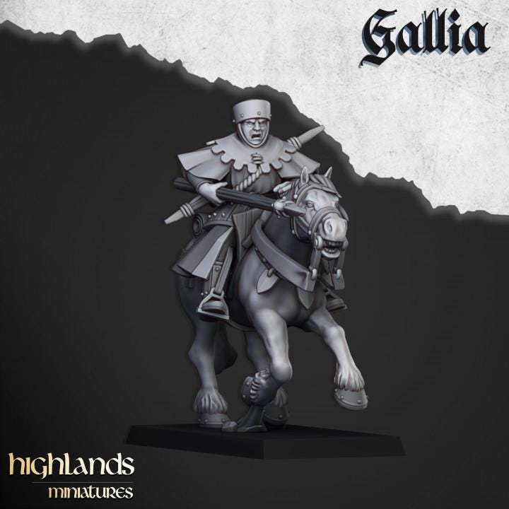 Mounted Men at Arms with Command Group 10 models Highland Miniatures Gallia Cavalry Various Scales (US tariffs are pre-paid by us)