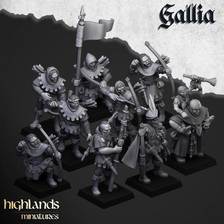 Robin Hood and the Sherwood Archers 10 models Highland Miniatures Various Scales (US tariffs are pre-paid by us)