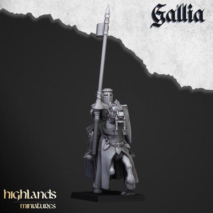 Young Knights of Gallia with Command Group 10 models Highland Miniatures Cavalry Various Scales (US tariffs are pre-paid by us)