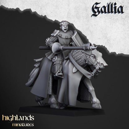 Young Knights of Gallia with Command Group 10 models Highland Miniatures Cavalry Various Scales (US tariffs are pre-paid by us)