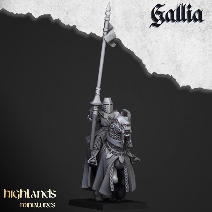 Young Knights of Gallia with Command Group 10 models Highland Miniatures Cavalry Various Scales (US tariffs are pre-paid by us)