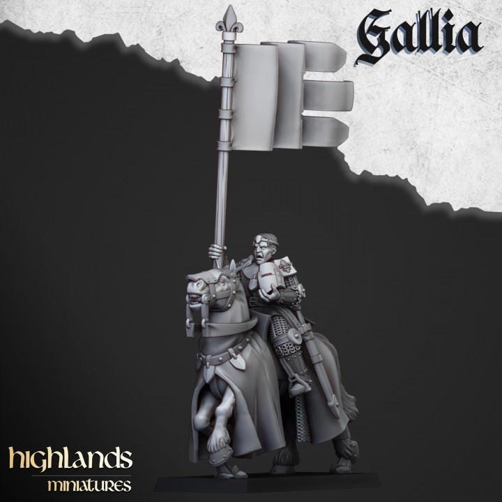 Young Knights of Gallia with Command Group 10 models Highland Miniatures Cavalry Various Scales (US tariffs are pre-paid by us)