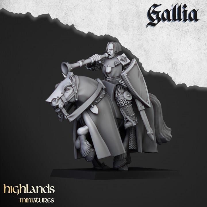 Young Knights of Gallia with Command Group 10 models Highland Miniatures Cavalry Various Scales (US tariffs are pre-paid by us)