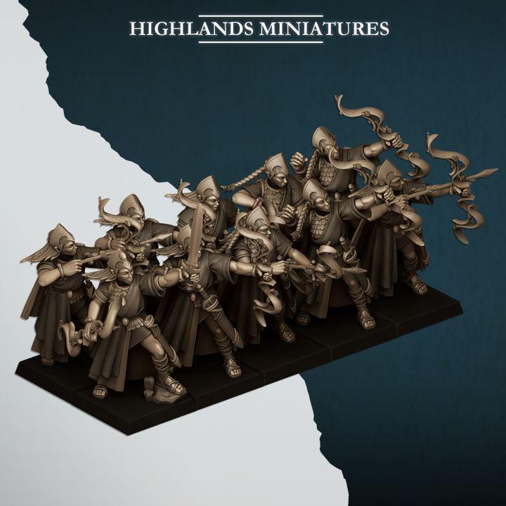 Aegean Elves Maids with Bows 10 models Highland Miniatures Various Scales (US tariffs are pre-paid by us)