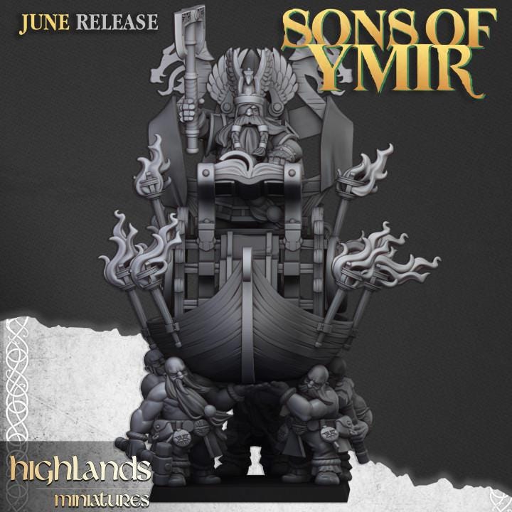 Dwarf King on Throne Highland Miniatures Hero Various Scales (US tariffs are pre-paid by us)