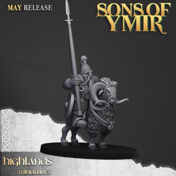 Mounted Dwarfs with Command Group 10 models Highland Miniatures Various Scales (US tariffs are pre-paid by us)