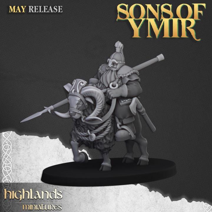 Mounted Dwarfs with Command Group 10 models Highland Miniatures Various Scales (US tariffs are pre-paid by us)