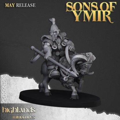 Mounted Dwarfs with Command Group 10 models Highland Miniatures Various Scales (US tariffs are pre-paid by us)