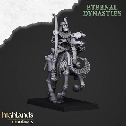 Eternal Ancient Skeletal Cavalry with Bows and Command Group 10 models Highland Miniatures Cavalry Various Scales
