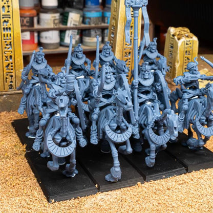Eternal Ancient Skeletal Cavalry with Bows and Command Group 10 models Highland Miniatures Cavalry Various Scales