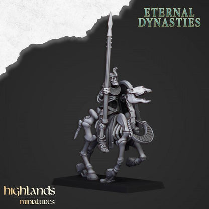 Eternal Ancient Skeletal Cavalry with Spears and Command Group 10 models Highland Miniatures Cavalry Various Scales