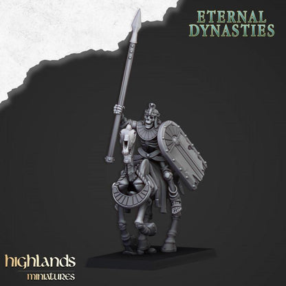 Eternal Ancient Skeletal Cavalry with Spears and Command Group 10 models Highland Miniatures Cavalry Various Scales
