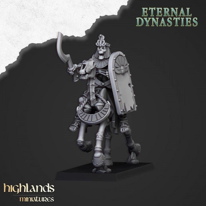 Eternal Ancient Skeletal Cavalry with Spears and Command Group 10 models Highland Miniatures Cavalry Various Scales