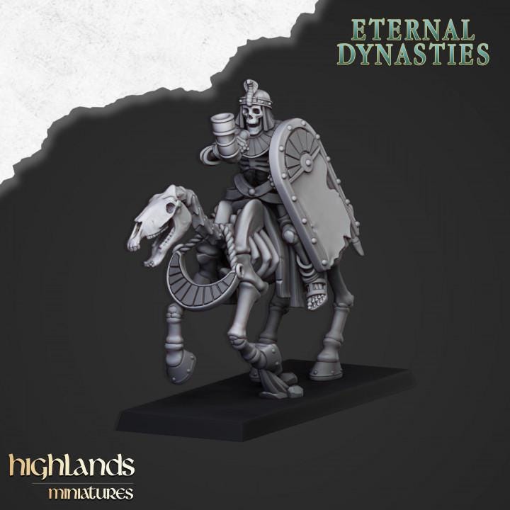 Eternal Ancient Skeletal Cavalry with Spears and Command Group 10 models Highland Miniatures Cavalry Various Scales