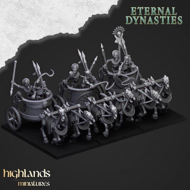 Eternal Ancient Skeletal Chariot 3 Variants Highland Miniatures Hero Various Scales (US tariffs are pre-paid by us)