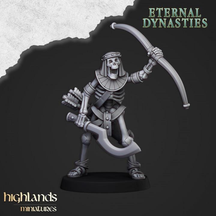 Eternal Ancient Skeletons with Bows Unit with Command Group 10 models Highland Miniatures Various Scales (US tariffs are pre-paid by us)