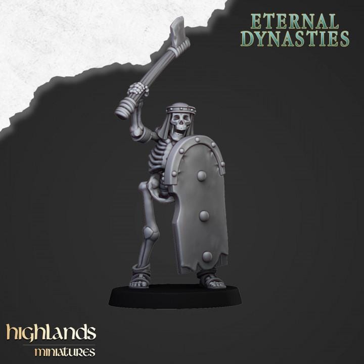 Eternal Ancient Skeletons with Hand Weapons Unit and Command Group 10 models Highland Miniatures Various Scales