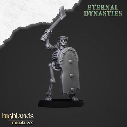 Eternal Ancient Skeletons with Hand Weapons Unit and Command Group 10 models Highland Miniatures Various Scales