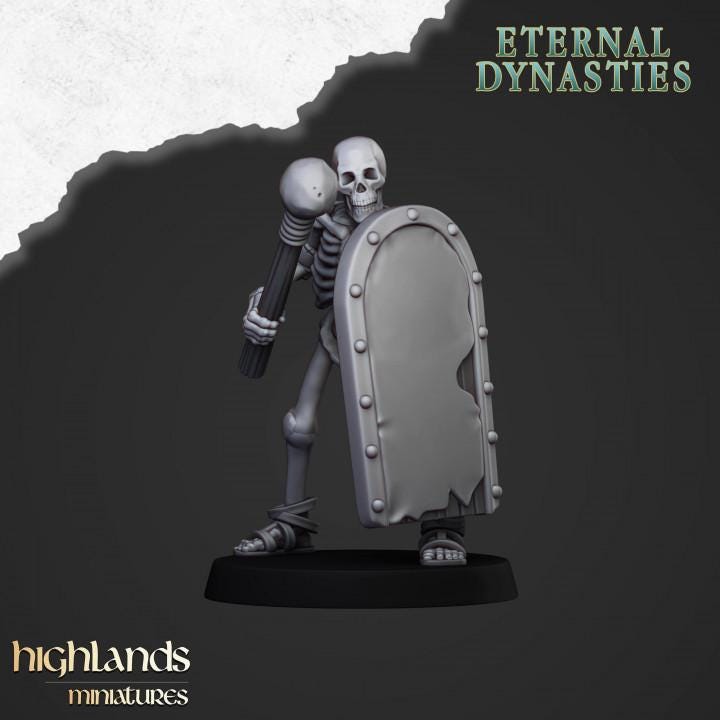 Eternal Ancient Skeletons with Hand Weapons Unit and Command Group 10 models Highland Miniatures Various Scales
