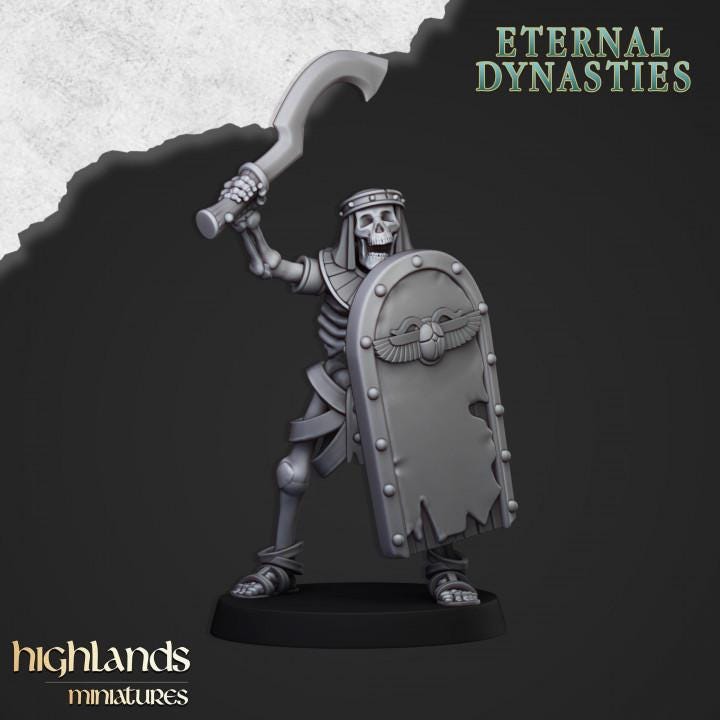 Eternal Ancient Skeletons with Hand Weapons Unit and Command Group 10 models Highland Miniatures Various Scales