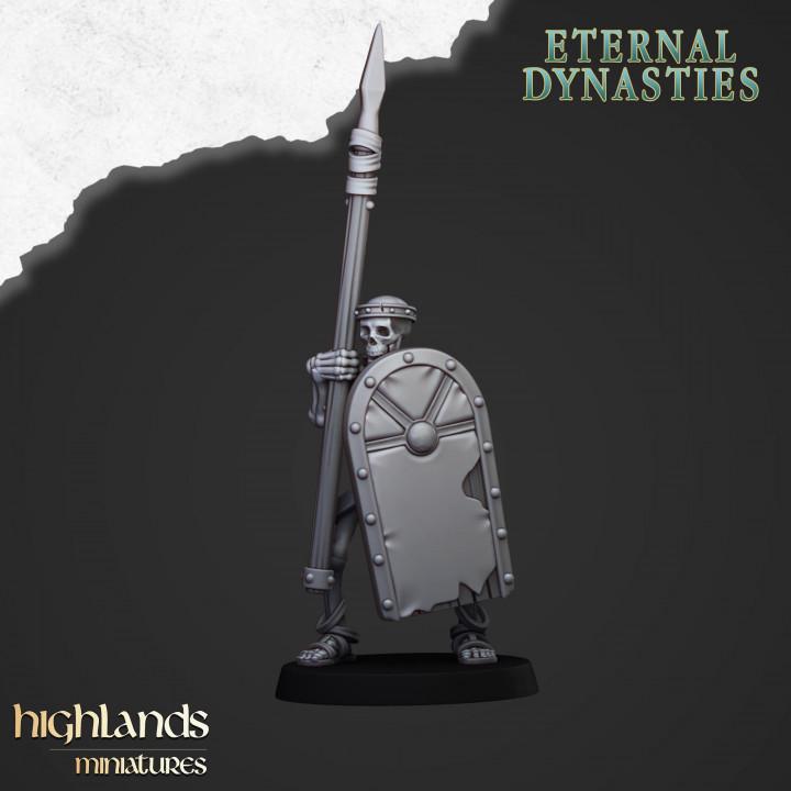Eternal Ancient Skeletons with Spears Unit and Command Group 10 models Highland Miniatures Various Scales (US tariffs are pre-paid by us)
