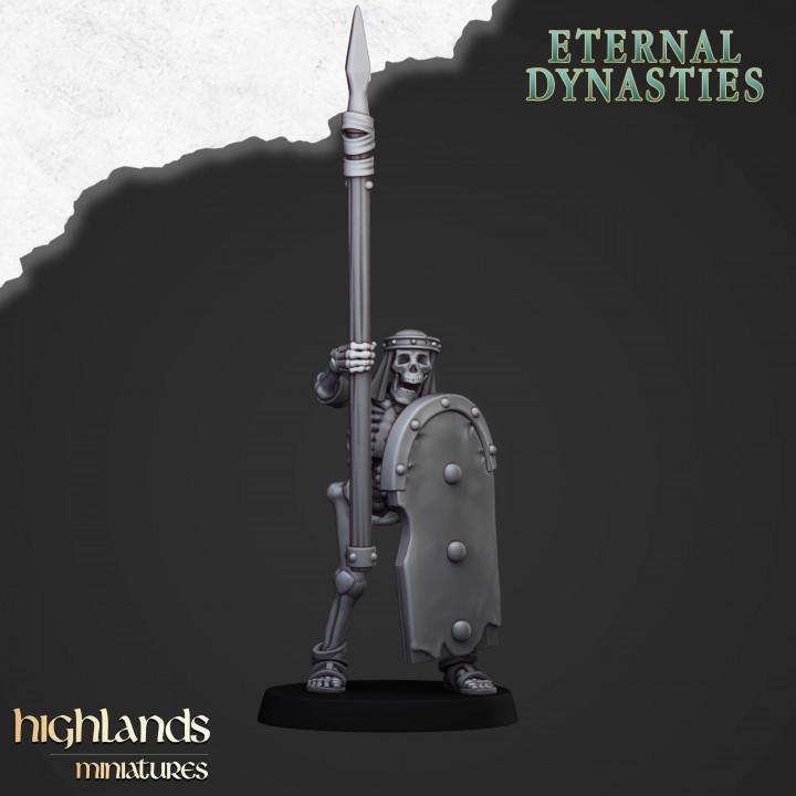Eternal Ancient Skeletons with Spears Unit and Command Group 10 models Highland Miniatures Various Scales (US tariffs are pre-paid by us)