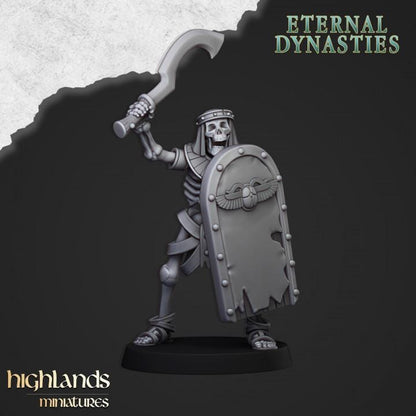 Eternal Ancient Skeletons with Spears Unit and Command Group 10 models Highland Miniatures Various Scales (US tariffs are pre-paid by us)