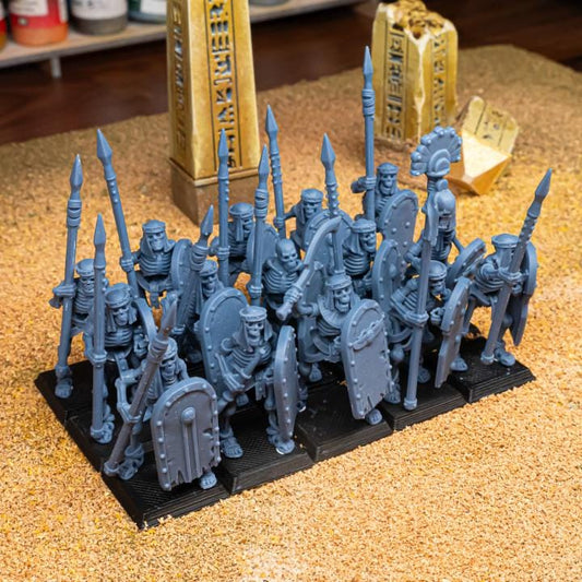 Eternal Ancient Skeletons with Spears Unit and Command Group 10 models Highland Miniatures Various Scales (US tariffs are pre-paid by us)