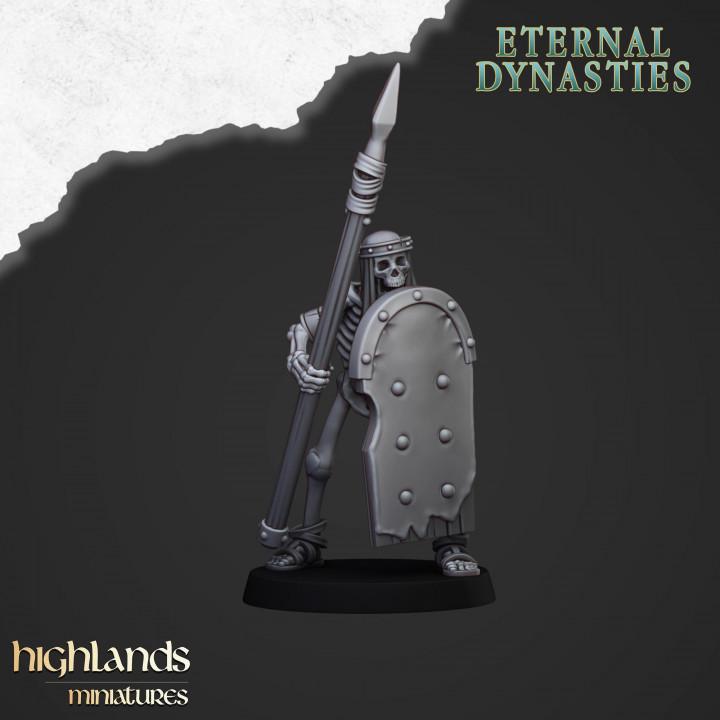 Eternal Ancient Skeletons with Spears Unit and Command Group 10 models Highland Miniatures Various Scales (US tariffs are pre-paid by us)