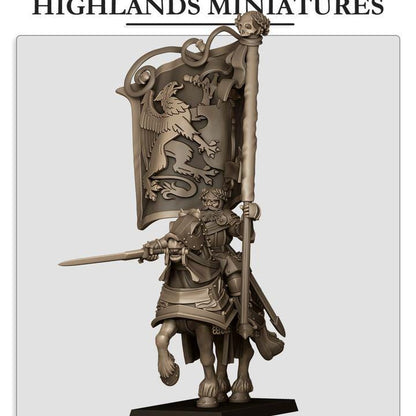 Sunland Battle Standard Bearer on Horse Highland Miniatures Hero Various Scales (US tariffs are pre-paid by us)