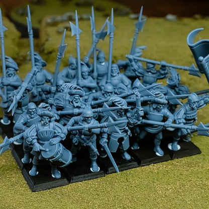 Sunland Troops with Halberds and Spears with Command Group 10 models Highland Miniatures Various Scales (US tariffs are pre-paid by us)