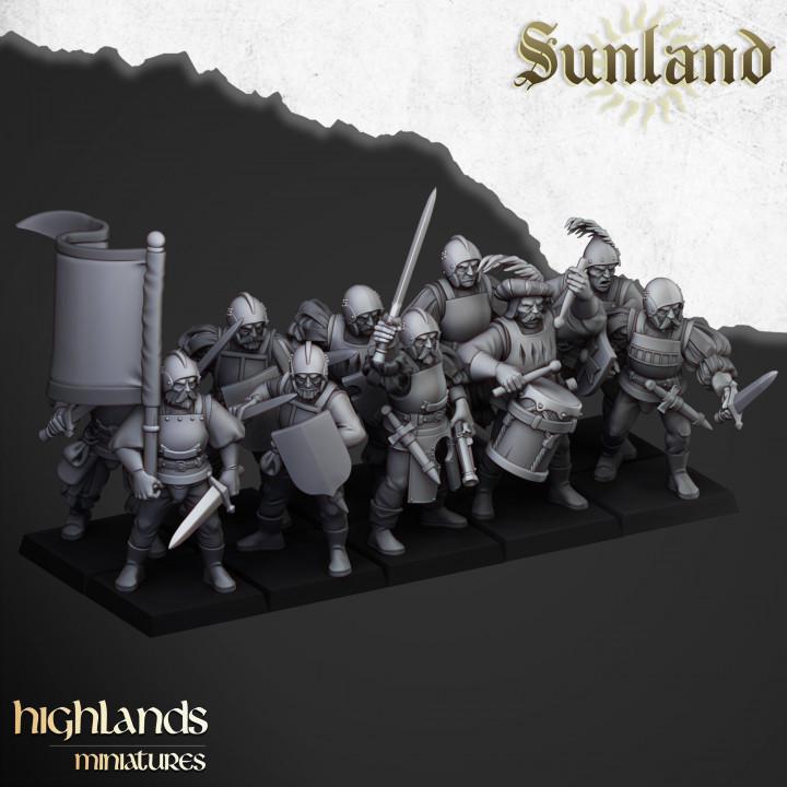 Sunland Troops with Swords and Command Group 10 models Highland Miniatures Various Scales (US tariffs are pre-paid by us)